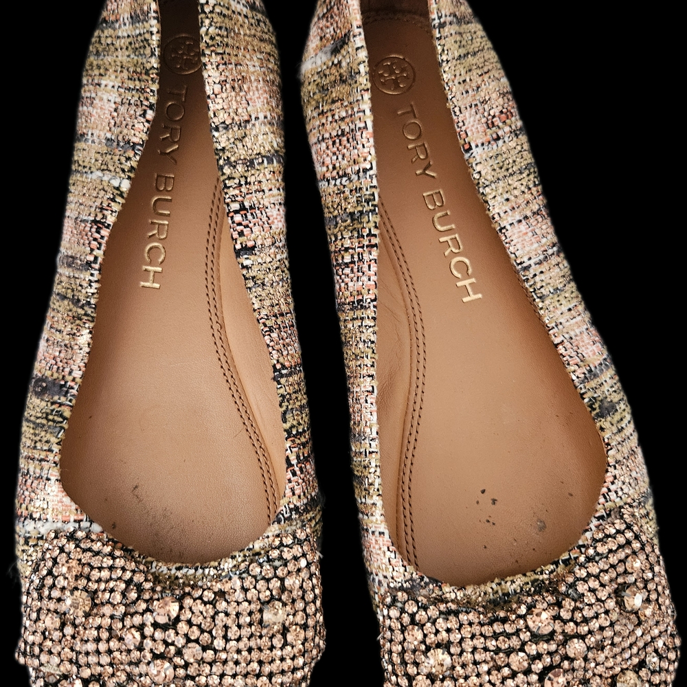 Tory Burch Women's Tweed and Beaded Flats